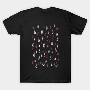 Dark White And Red Raindrops Pattern T-Shirt